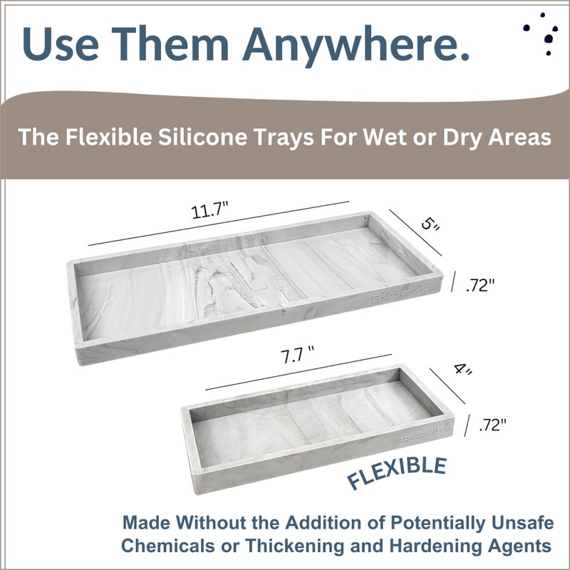 Spacewiser Countertop and Vanity Tray - 2 PC (11  and 7 ) Shatterproof Silicone Kitchen and Bathroom Trays for Counter  Kitchen Soap Dispenser Tray  Vanity Trays for Bathroom  Perfume Key Tray - Image 4